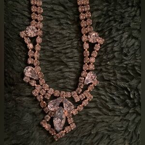 Vintage light blue rhinestone choker necklace